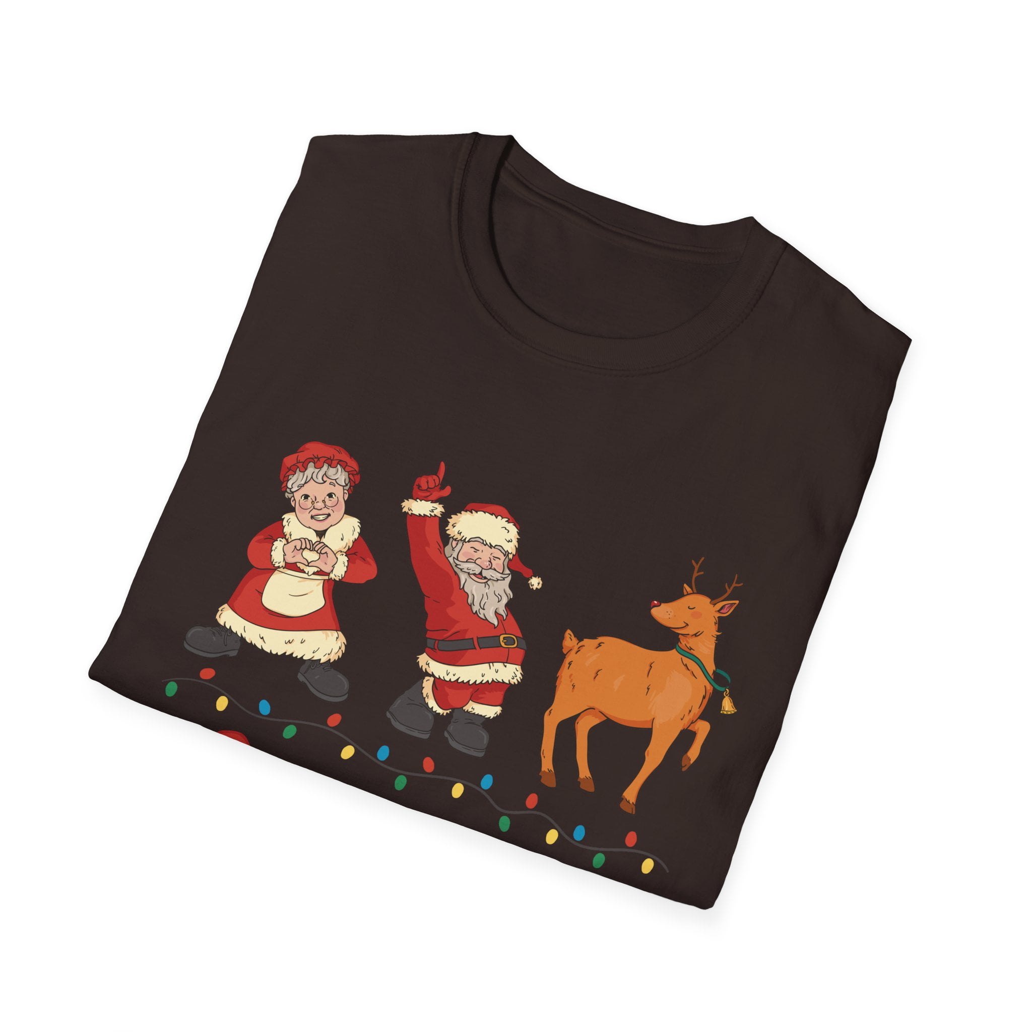 Holiday Dancing Santa Reindeer Snowman Elf Gingerbread Tee