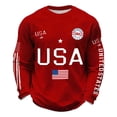 thumbnail image 3 of HOWPAY 250th Anniversary USA Shirt for Men Independence Day Pullover American Flag Graphic Crew Neck Long Sleeve Patriotic Casual T-Shirt Red S, 3 of 3