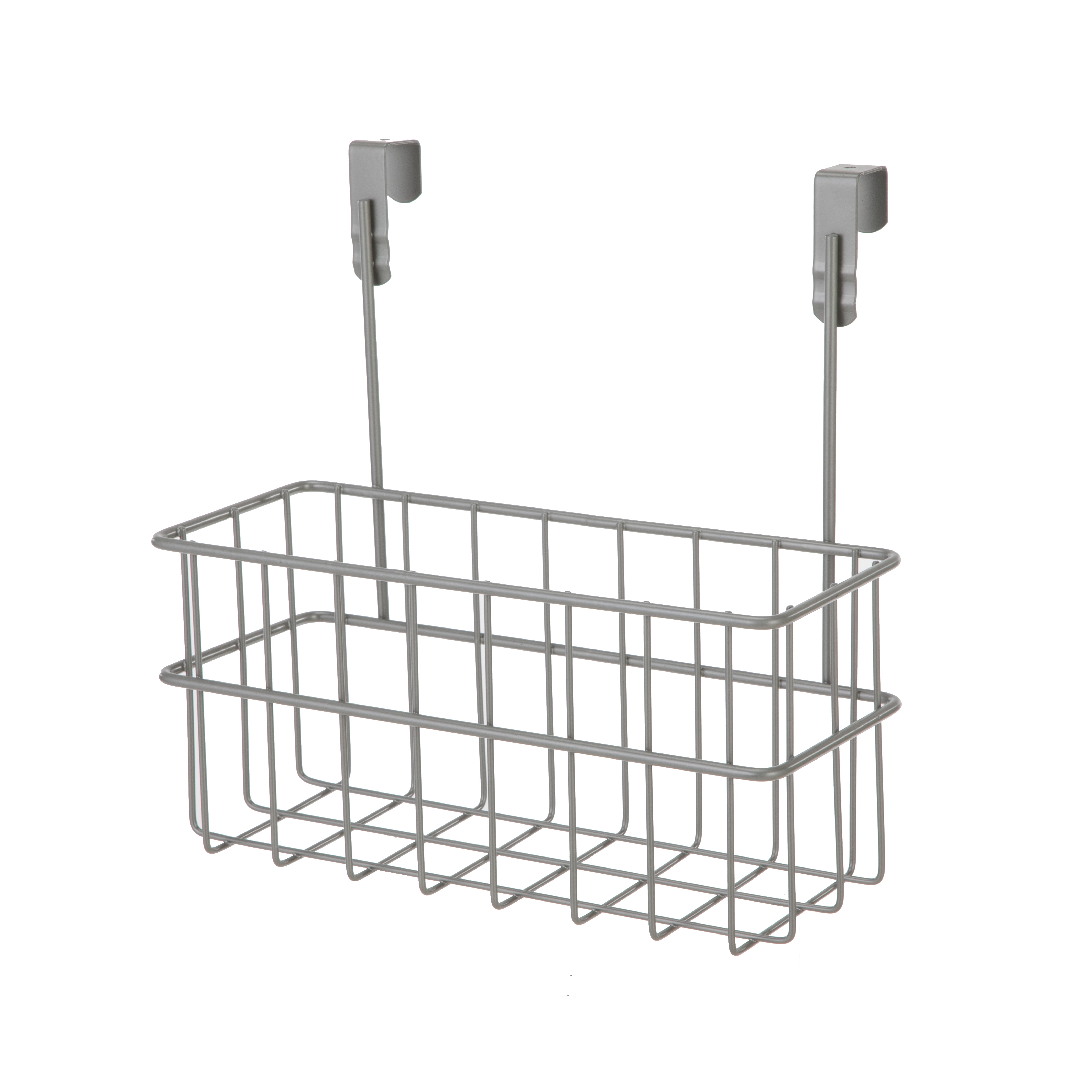 Mainstays Over-the-Toilet Bathroom Storage Shelf Unit Set with Space Saver, Basket and Hooks, Satin Nickel, 4-Piece