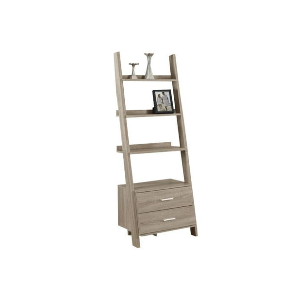Monarch 4 Shelf Ladder Bookcase With 2, 69 In White Wood 4 Shelf Ladder Bookcase With Open Back