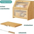 thumbnail image 4 of Extra Large Bread Box with Cutting Board Bamboo Wood Bread Box for Kitchen Counter, Double Layer Large Capacity Bread Storage Bin with Acrylic Wavy Door Panel (Natural), 4 of 9