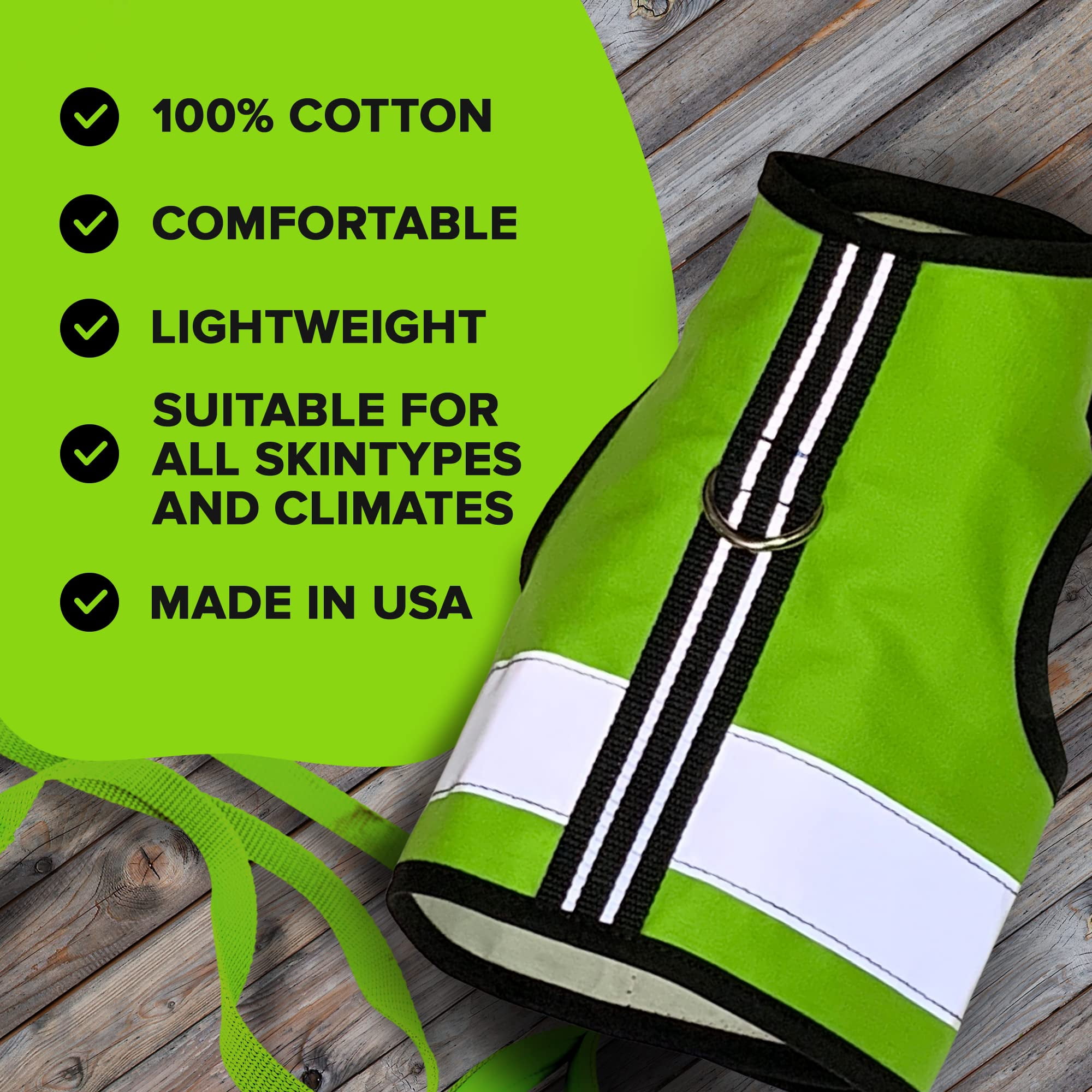 Kitty Holster Reflective Safety Harness (Made in USA) Color: Loud Lime, Size: M/L