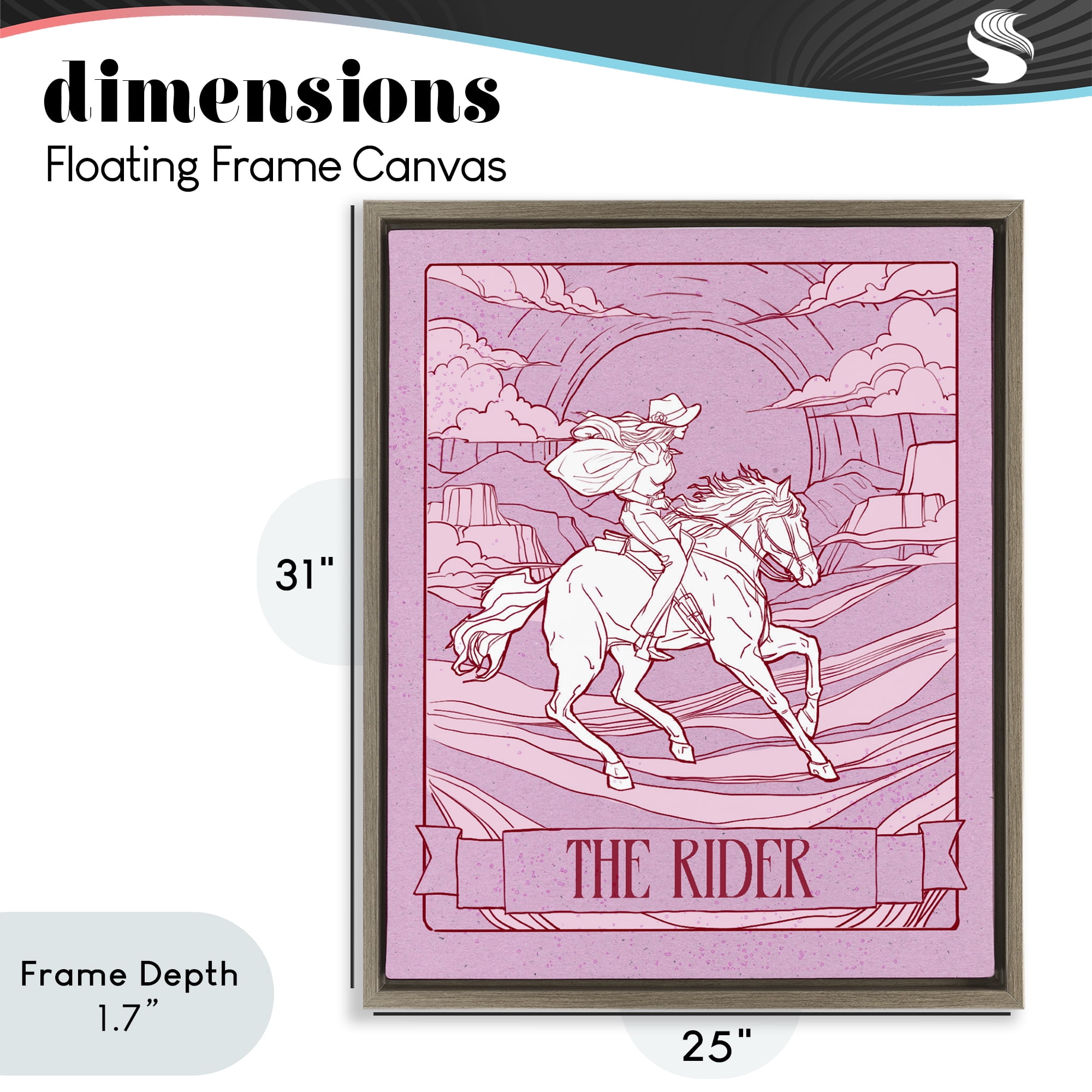 Stupell Industries Cowgirl Rider Tarot Card Brown Framed Floater Canvas Wall Art, design by Ziwei Li