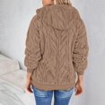 thumbnail image 6 of Women's Casual Fleece Jacket, Full Zip Fuzzy Hooded Jacket, Soft Plush Outerwear, Oversized Winter Coat, Long Sleeve Casual Coat, Warm Loungewear, Pocket Detail Jacket Khaki XXL, 6 of 8