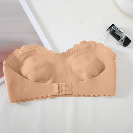 Womens Strapless Bras No Wire Front Closure Plus Size Breathable Seamless Bras Comfort Wireless Bar Full Coverage Push Up Bralette Soft Fitness Bra Underwear Everyday Bra Brasieres Para Mujer M