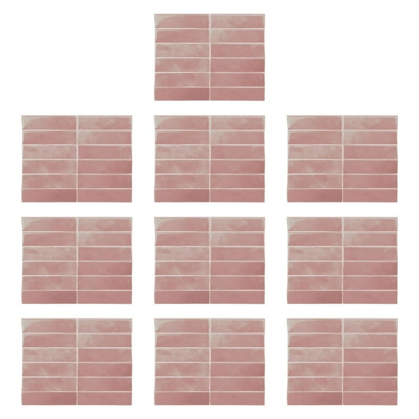 10 azulejos para salpicadero, azulejos de pared de 9 x 11,4 pulgadas, 3D gruesos, autoadhesivos, despegar y pegar rosa