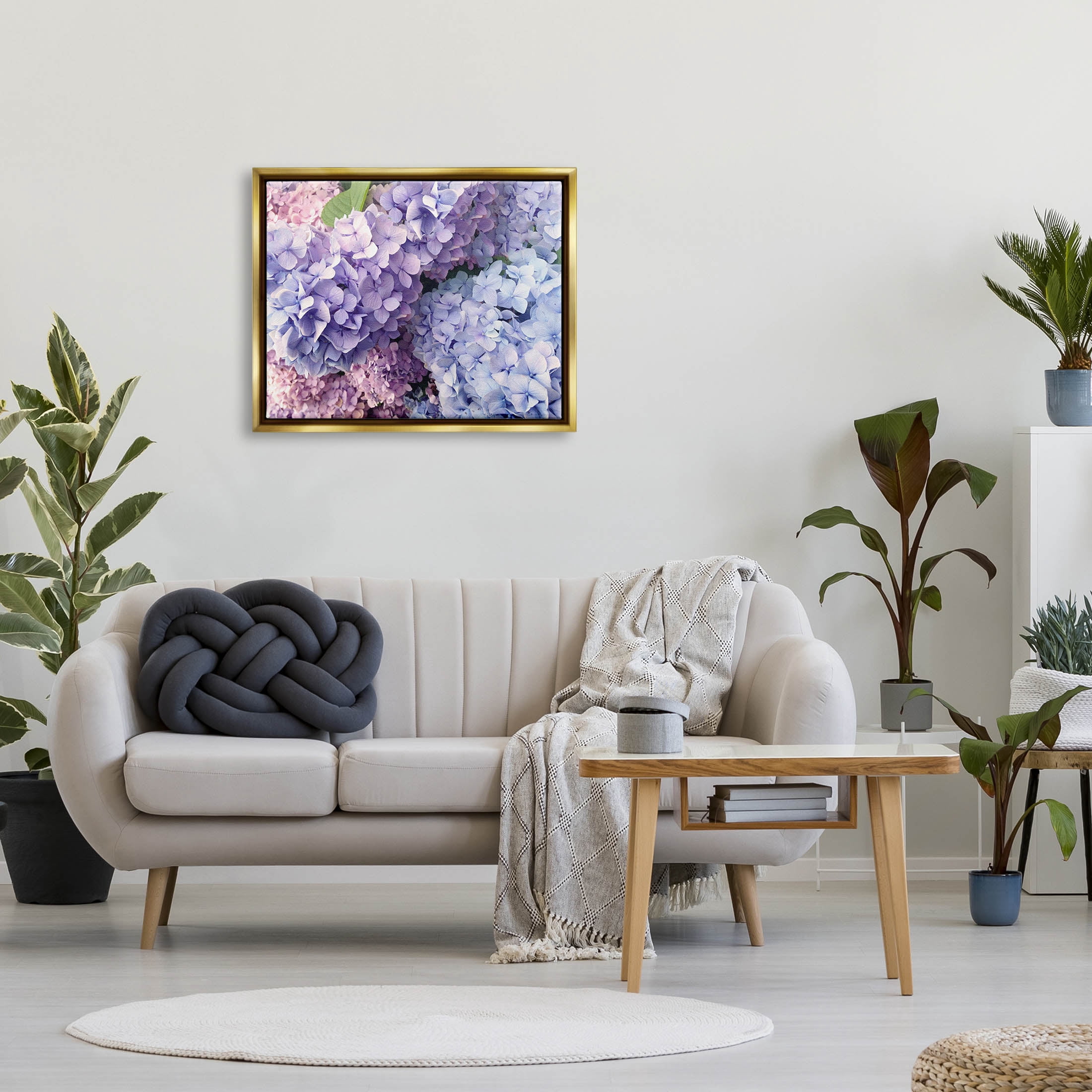 Pastel Hydrangea Flower Petals Botanical & Floral Photograph Metallic Gold Framed Art Print Wall Art