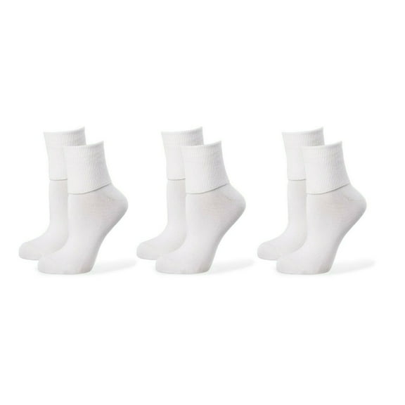 Jefferies Socks Womens Socks, Smooth Seamless Turn Cuff Dress Work Casual Cotton Ankle Socks, 3 Pairs