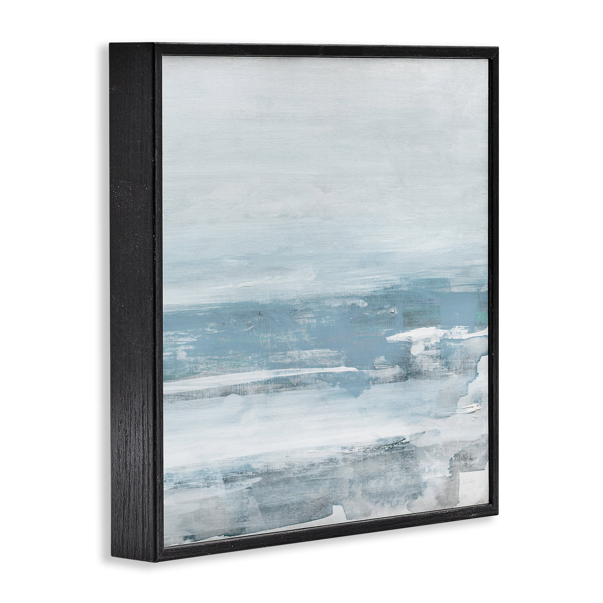 Stupell Industries Foggy Ocean Abstraction Abstract Painting Black Framed Art Print Wall Art, 17 x 17