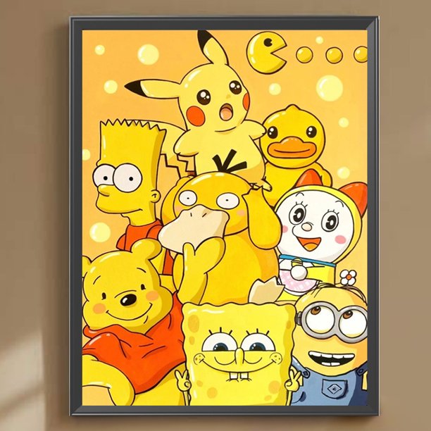 Cuadros Decorativos Pintura de diamante 5D DIY Kit de dibujos animados de taladro redondo completo Decoración del hogar Arte Artesanía Wdftyju embutido en tela
