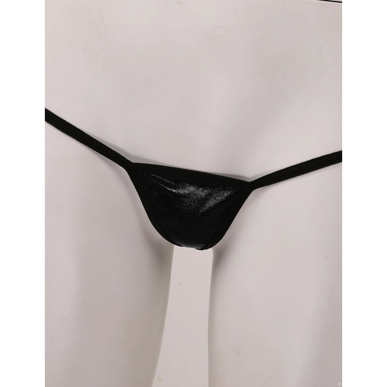 iEFiEL Womens Micro Bikini Swimsuit Set Halter Neck Bra Top with G-String  Briefs Black One Size