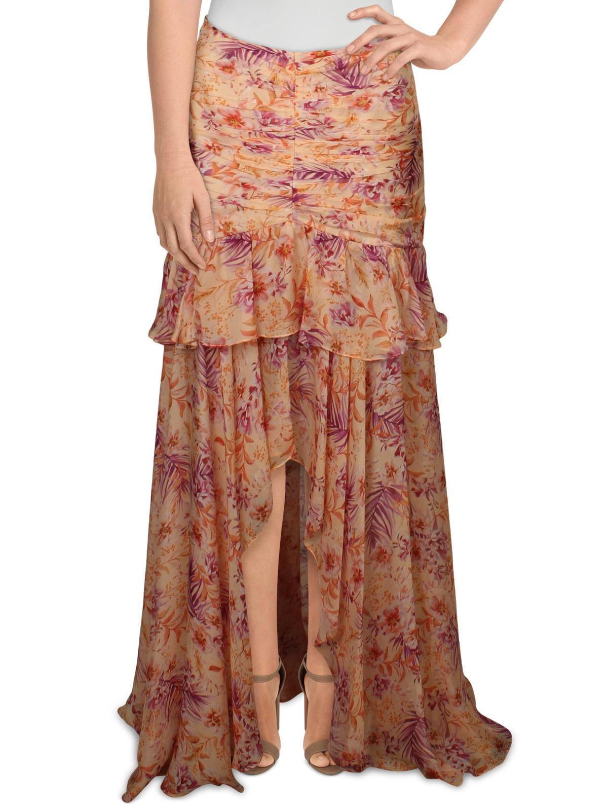 Amur Womens Fie Silk Floral Maxi Skirt 