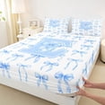 thumbnail image 4 of Manfei Letter E Initial Monogram Queen Sheet Sets For Kids,Girly Bowknot Bed Set For Bow Lovers,4-Piece, 4 of 6