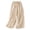 Beige, variant on Women's Embroidered Wide Leg Pants, Cotton Linen Cropped Trousers with Elastic Drawstring Waist, Comfortable Breathable Summer Lounge Pants for Women Beige L