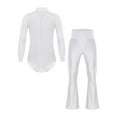thumbnail image 2 of YiZYiF 2Pcs Men Latin Ballroom Dance Leotard Outfits Bodysuit Top with Tassels Flare Pants Dancewear White M, 2 of 7