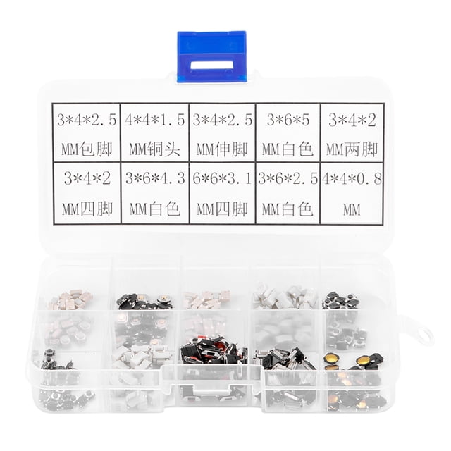 Surtido de Botones Táctiles NikouMX 250 Piezas Micro Interruptor Pulsador Táctil