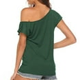thumbnail image 6 of Green Womens Oversized Tee Shirts, Polyester Dress Shirts for Women, Short Sleeve Androgynous Clothing, Womens T-Shirts, Solid Color Solid Color Casual Tops for Women Trendy, 6 of 9