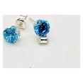 thumbnail image 5 of December Birthstone 5mm Lab Blue Zircon Sterling Silver Earrings, 5 of 6