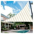 thumbnail image 4 of Paradise 18' x 18' x 18' Sun Shade Sail Triangle Canopy, Permeable Shade Cloth Fabric Sunlight Block Cover HDPE Deck Awning for Outdoor Backyard Pergolas Roof Shading, Beige White Strip, 4 of 6