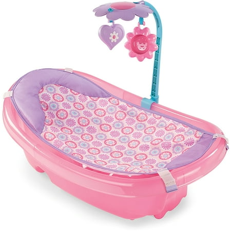 Summer Infant Sparkle Fun Newborn to Toddler Baby Tub with Toy Bar, Pink