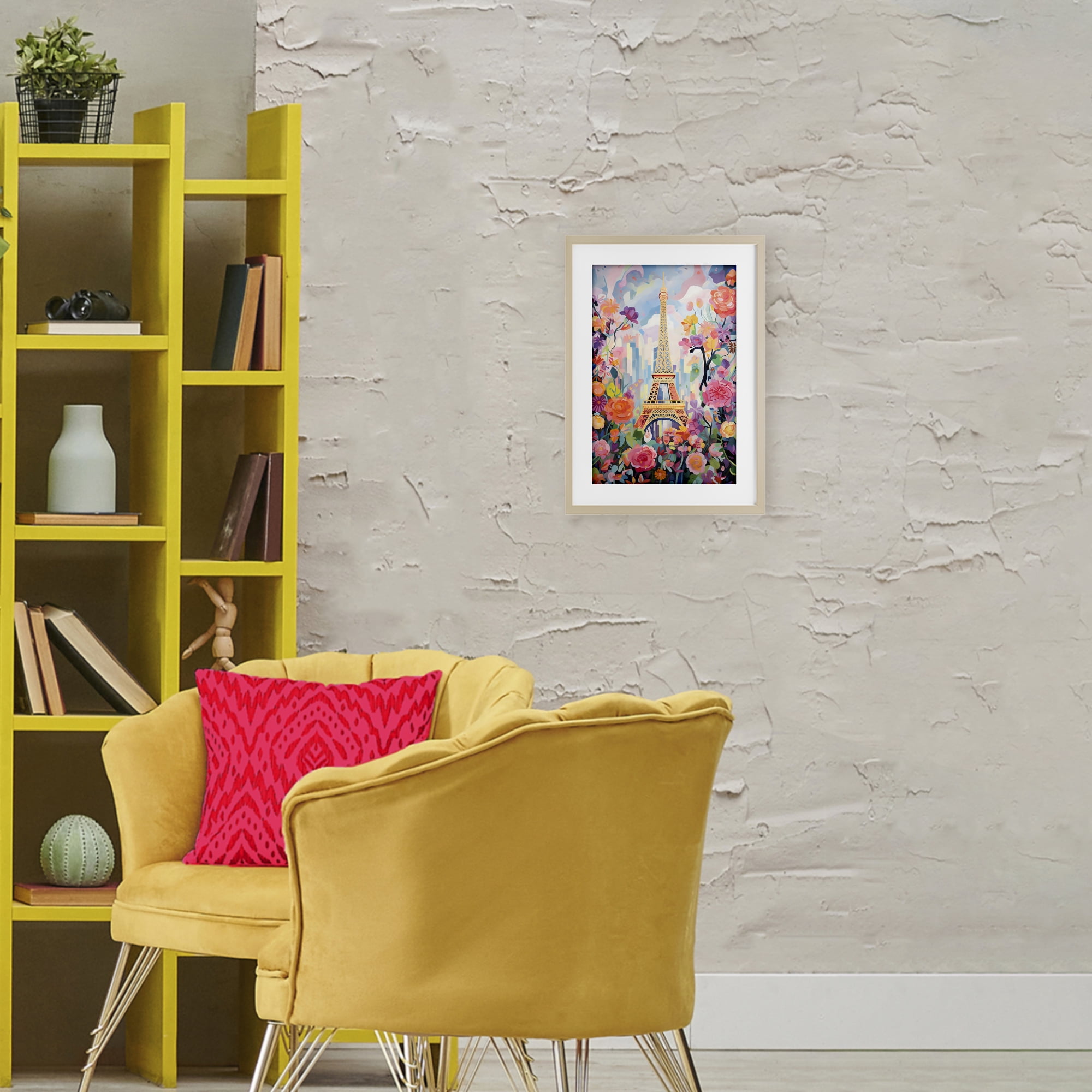 Stupell Industries Eiffel Tower Surrounded By Florals Birch Framed Print Under Glass, design by Creative Studio
