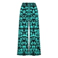thumbnail image 7 of MYAOYI Women's Vintage Baroque Print Wide Leg Pants, Elastic High Waist Casual Summer Trousers, 7 of 7
