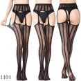 thumbnail image 1 of Medias de red con tiras sexuales Medias de seda Súper elásticas Pantalones de liguero sexys para mujer Medias de red fina abiertas antideslizantes, 1 of 6