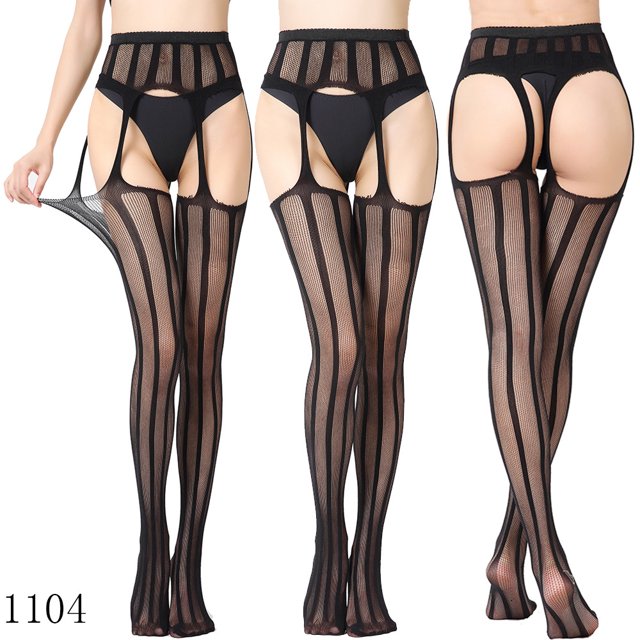 Medias de red con tiras sexuales Medias de seda Súper elásticas Pantalones de liguero sexys para mujer Medias de red fina abiertas antideslizantes