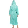 thumbnail image 2 of Women's Plush Fleece Robe with Hood, Long Warm Solid Bathrobe, 2 of 7