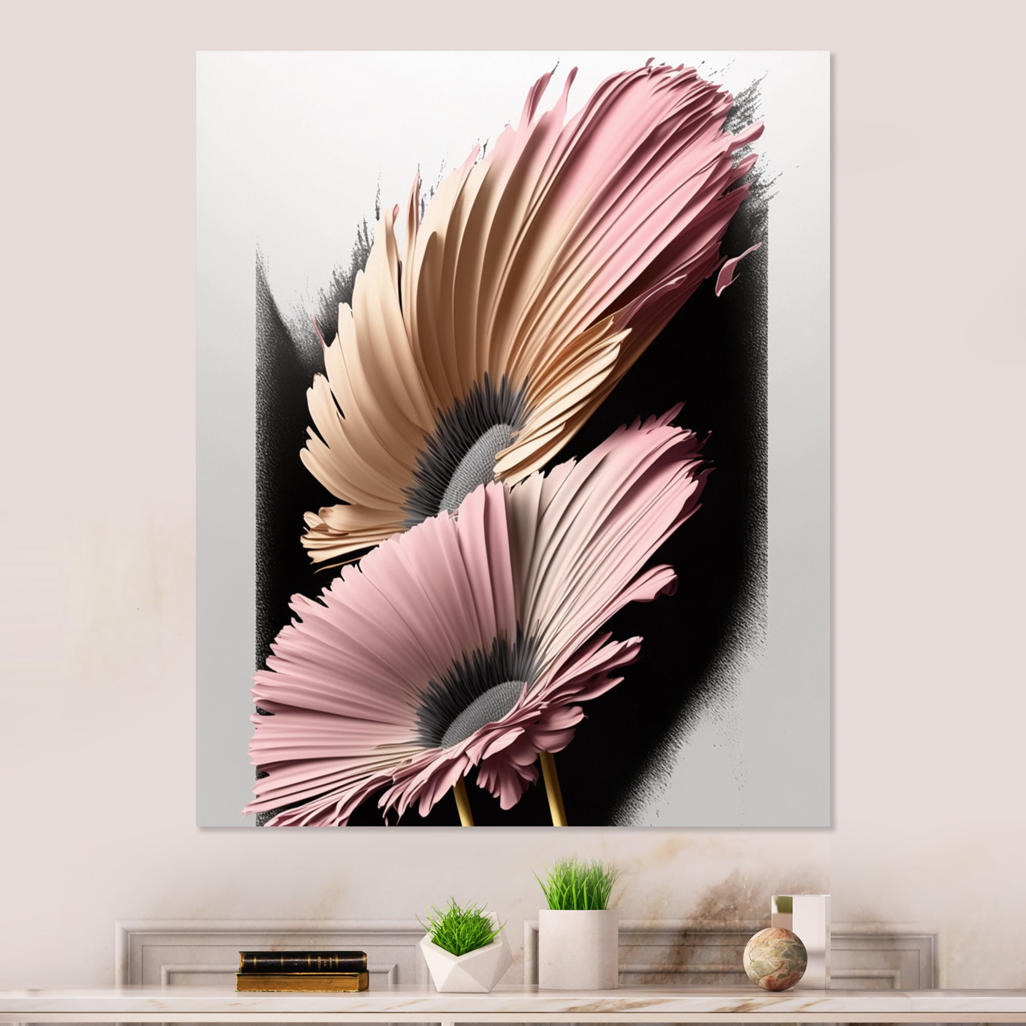 Designart Gerbera Hyperrealistic Flowers II Canvas Wall Art