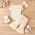 thumbnail image 4 of WIBACKER 0-18M Newborn Baby Girl Easter Outfits Short Sleeve Shirts with Rabbit Bunny Flared Bell Bottom Pants Set, 4 of 10