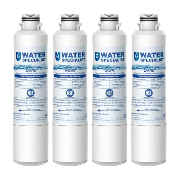 Waterspecialist DA29-00020B Remplacement pour Filtre à Eau Samsung DA29-00020B HAF-CIN/EXP DA29-00020B-1 HDX FMS-2 RS25J500DSR RF28HMEDBSR RF263BEASR RF4287HARS DA97-08006A-1 4 Filtres