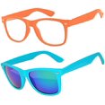 thumbnail image 1 of 2 Pack Kids Glasses Clear Lens Orange Matte Mirror Lens Turquoise, 1 of 1