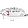 thumbnail image 2 of HSHDLDF Red Medical Alert Bracelet for Women Men Emergency First Aid Health Alert Engraved Adjustable Stainless Steel Chain Bracelets, 2 of 6