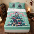thumbnail image 2 of Manfei Holiday Zipper Queen Comforter Set with Fitted Sheet and 2 Pillowcases Ornament Zipper Bedding Set, Pink White, Xmas Reversible, 2 of 7