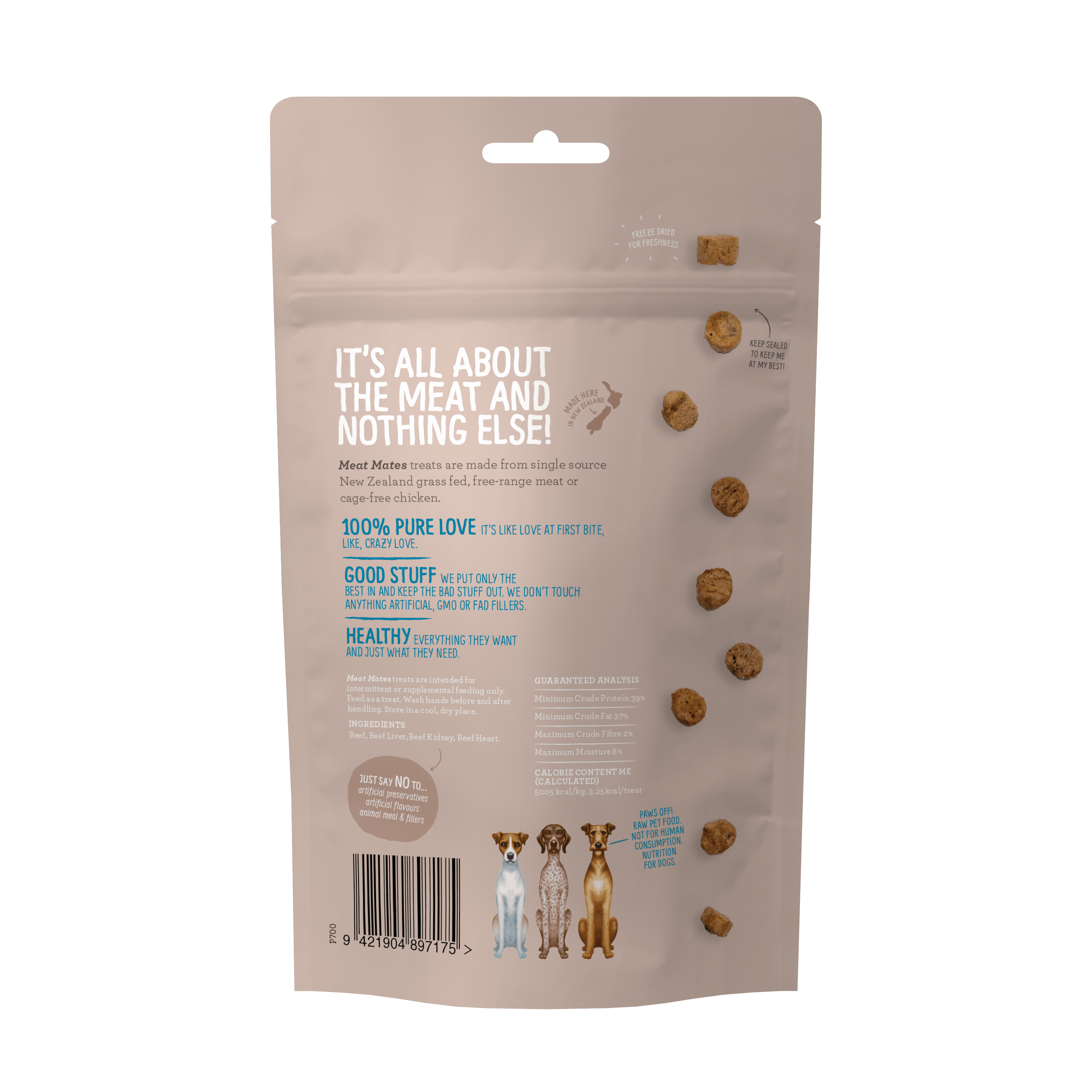 Meat Mates Beef Freeze-Dried Dog Treats, 1.7 Oz.