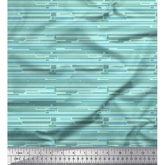 Soimoi Silk Fabric Abstract Stripe Print Sewing Fabric Yard 42 Inch Wide