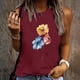 thumbnail image 2 of Camiseta holgada sin mangas con cuello redondo y estampado de flores informales de verano para mujer Pompotops  lopia994341, 2 of 5