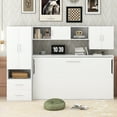 thumbnail image 4 of Euroco Twin Size Murphy Bed with Shelves and Cabinets, Built-in Desktop and Wardrobe, White, 4 of 21