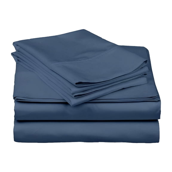 AUQ 2026 New Bed Sheets Set - 800 Thread Count 100% Egyptian Cotton Sheets - 4 Piece Sheet Set Fits Mattress Up to 24" Deep Pocket Sateen Weave for Soft Fitted Sheet - Medium Blue Solid King Size