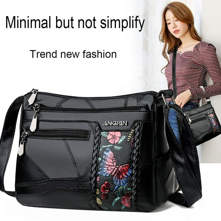 Cheap Classic Monogram Women Crossbody Bags Flower Embossed Ladies Handbags  Purse Excellent PU Leather Shoulder Bag