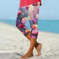 thumbnail image 2 of Nfurl Floral Print Capri Leggings for Women Boho Summer Vacation Pants Stretchy High Waisted Capris Soft Slim Fitted Yoga Pants Activewear, 2 of 6