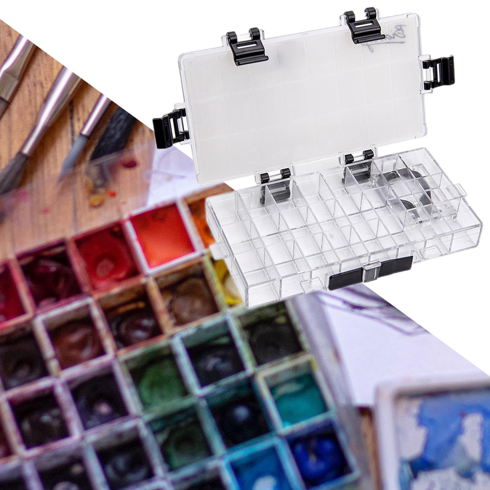 Milageto 2X Watercolor Palette Box Airtight 24 Deep Wells Paints Container Art Supplies
