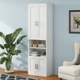 thumbnail image 4 of Queen Size Murphy Bed with 1 Side Cabinet Storage Shelf, 68-inch Cabinet Bed Folding Wall Bed with Desk Combo Perfect for Guest Room, Study, Office,White(old sku:BS300491AAC), 4 of 6