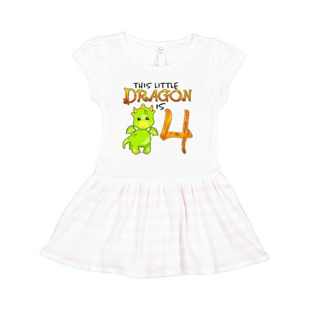 

Inktastic Dragon 4th Birthday- Turning Four Gift Toddler Girl Dress