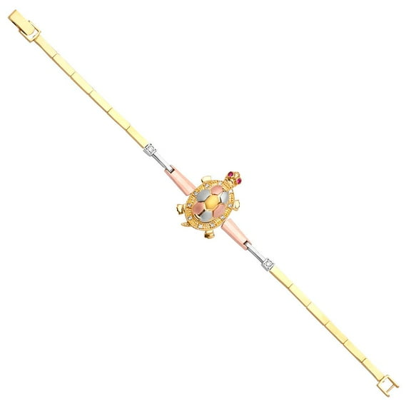 14K 3C Turtle Bracelet - 7.5"
