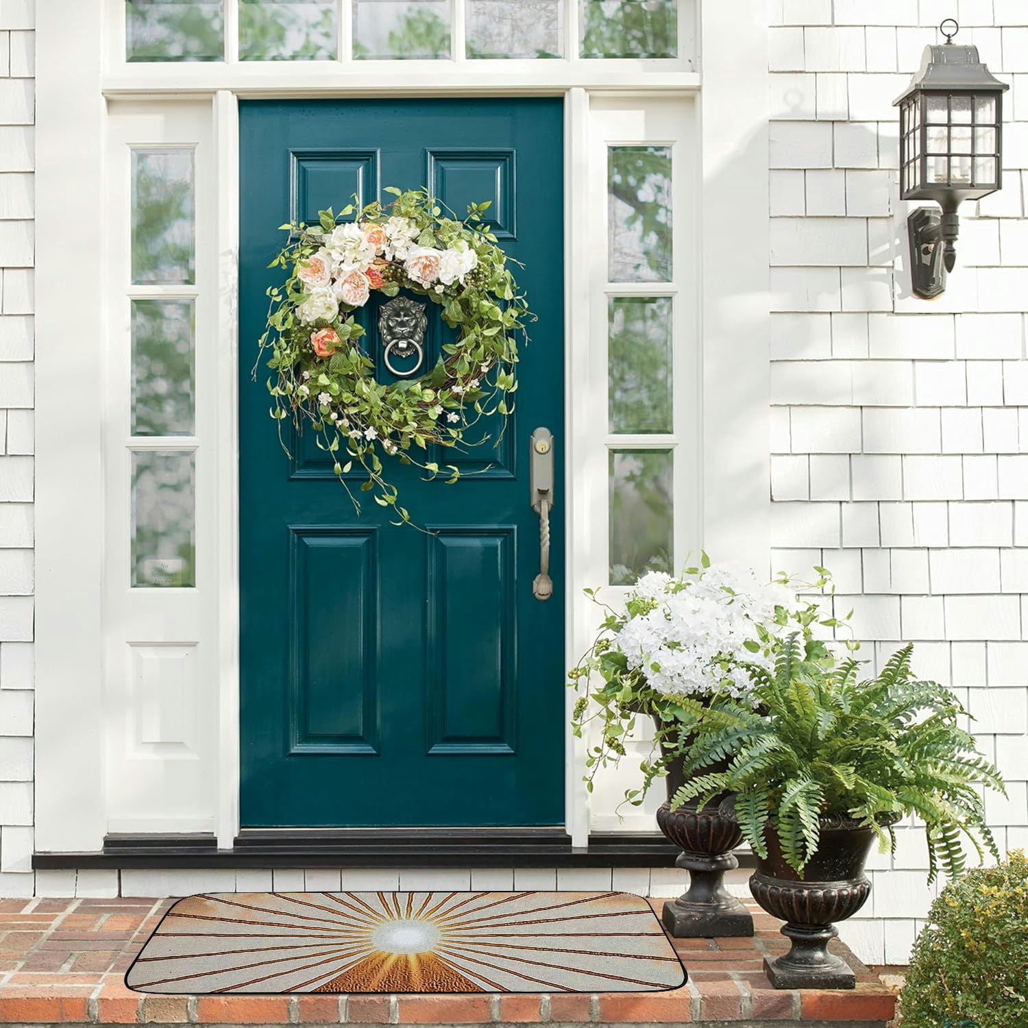 PHYHOO Abstract Sun Sunset Sunshine Waterproof Door Mat Outdoor Entrance Non-Slip Doormat for Bohemian Home Front Door Porch Outdoor Indoor Decorations 19.68*47.24 in