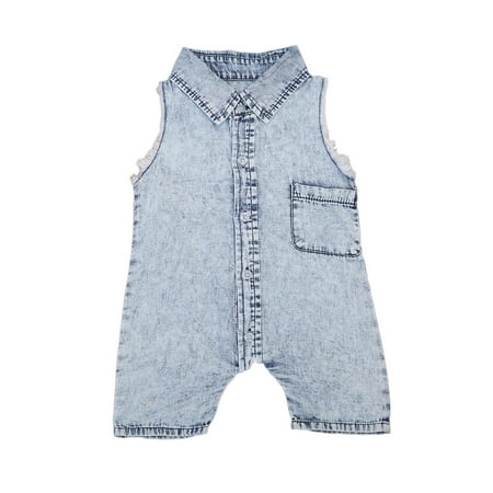 

luethbiezx Denim Newborn Baby Bodysuit Romper Infant Jumpsuit Clothes Outfit