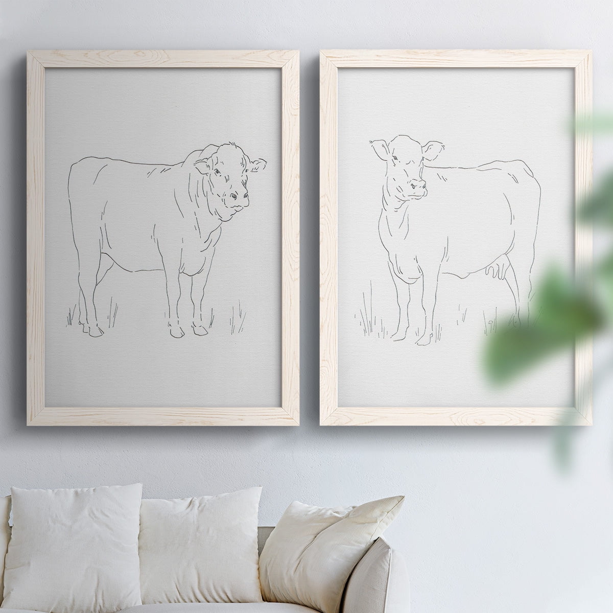 Limousin Cattle I - Premium Framed Canvas 2 Piece Set - Ready to Hang