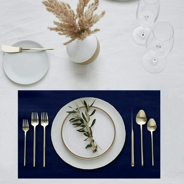 Set of 4 100 Faux Silk Placemats Solid Elegant Casual Kitchen Dinner